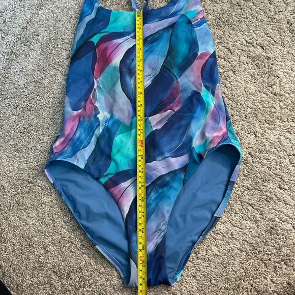 Athleta Malibu Printed One Piece Swimsuit Make A Splash Cool small sporty race - Picture 8 of 10
